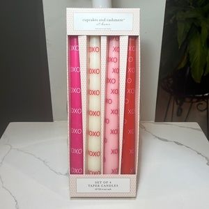 Cupcakes and Cashmere Valentine’s Day XOXO Candles Set of 4 ~ 10”H ~ NIB